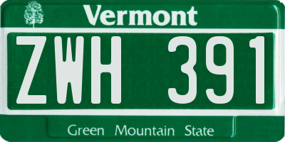 VT license plate ZWH391