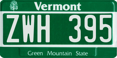 VT license plate ZWH395