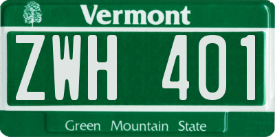 VT license plate ZWH401