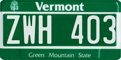 VT license plate ZWH403