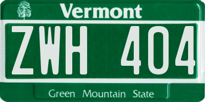 VT license plate ZWH404
