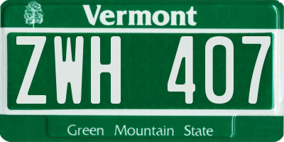 VT license plate ZWH407