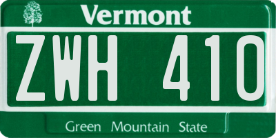 VT license plate ZWH410