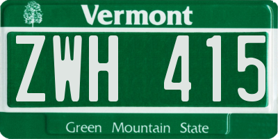 VT license plate ZWH415
