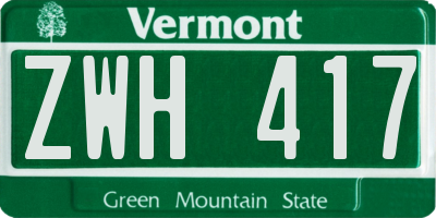 VT license plate ZWH417