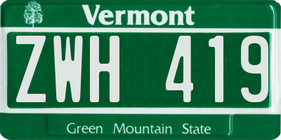 VT license plate ZWH419
