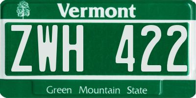 VT license plate ZWH422