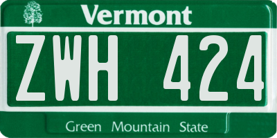 VT license plate ZWH424