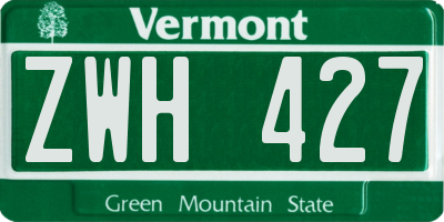 VT license plate ZWH427