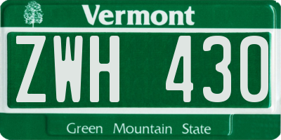 VT license plate ZWH430