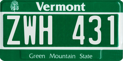 VT license plate ZWH431