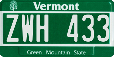 VT license plate ZWH433