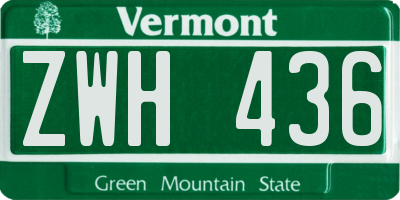 VT license plate ZWH436