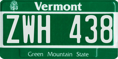 VT license plate ZWH438