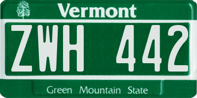 VT license plate ZWH442