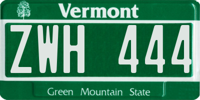 VT license plate ZWH444