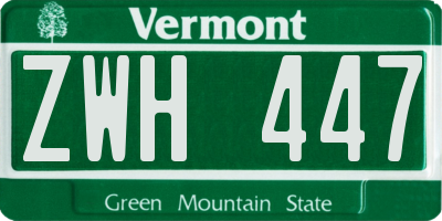 VT license plate ZWH447