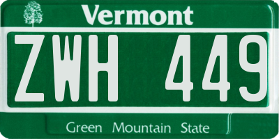 VT license plate ZWH449