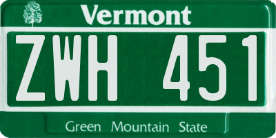 VT license plate ZWH451