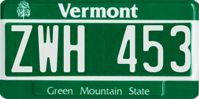 VT license plate ZWH453