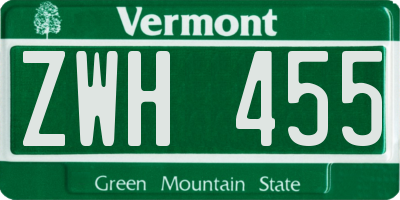 VT license plate ZWH455