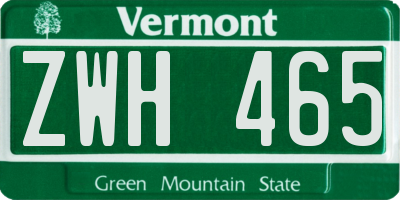 VT license plate ZWH465
