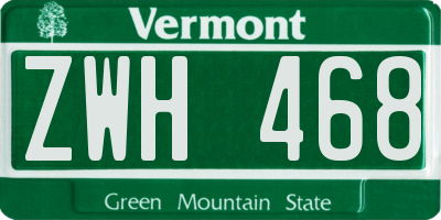 VT license plate ZWH468