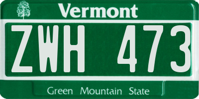 VT license plate ZWH473