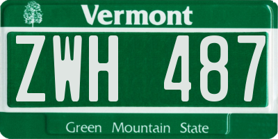 VT license plate ZWH487