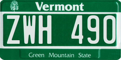 VT license plate ZWH490