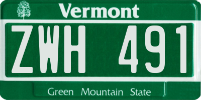 VT license plate ZWH491