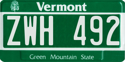 VT license plate ZWH492