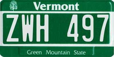 VT license plate ZWH497