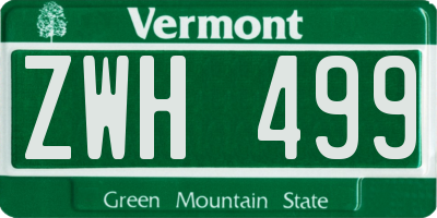 VT license plate ZWH499