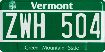 VT license plate ZWH504