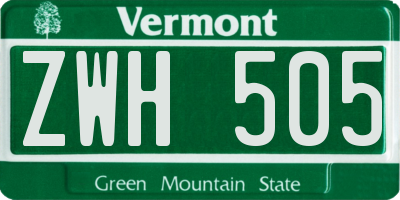 VT license plate ZWH505