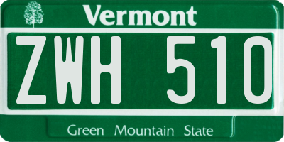 VT license plate ZWH510