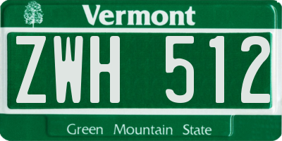 VT license plate ZWH512