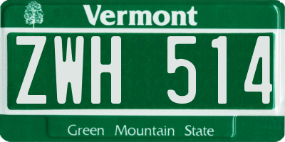 VT license plate ZWH514
