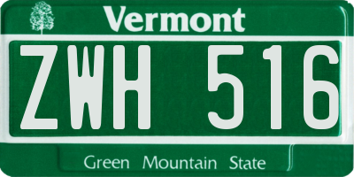 VT license plate ZWH516
