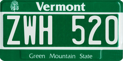 VT license plate ZWH520