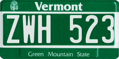 VT license plate ZWH523
