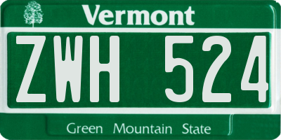 VT license plate ZWH524