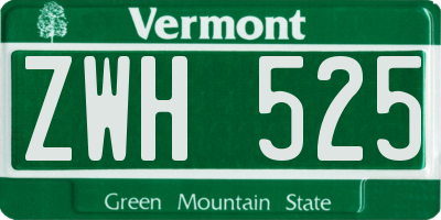 VT license plate ZWH525