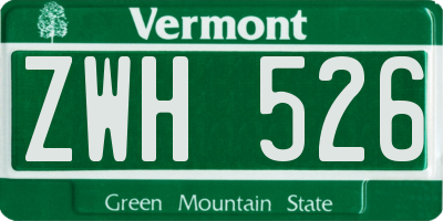 VT license plate ZWH526
