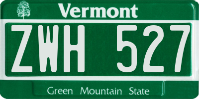 VT license plate ZWH527
