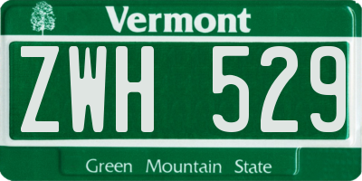 VT license plate ZWH529