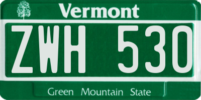 VT license plate ZWH530