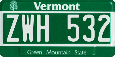 VT license plate ZWH532