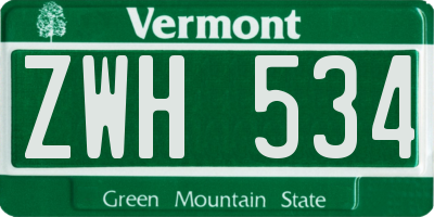 VT license plate ZWH534